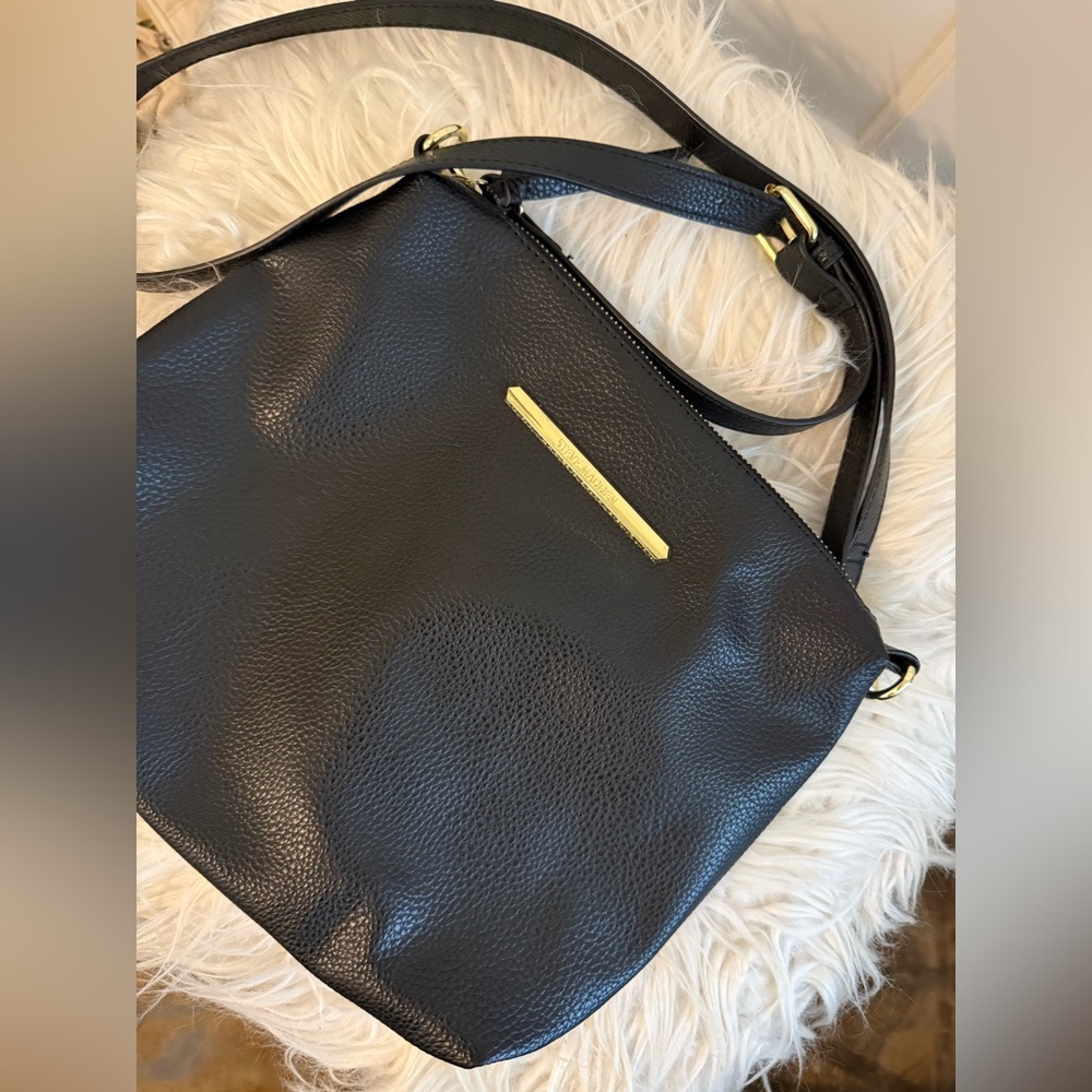 Steve Madden Black Shoulder Bag with Gold Accents